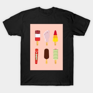 Mix of Ice lollies pastel salmon background T-Shirt